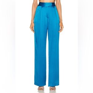 The Sei Ocean Blue 100% Silk Wide Leg Trouser Pant Size 0/XS